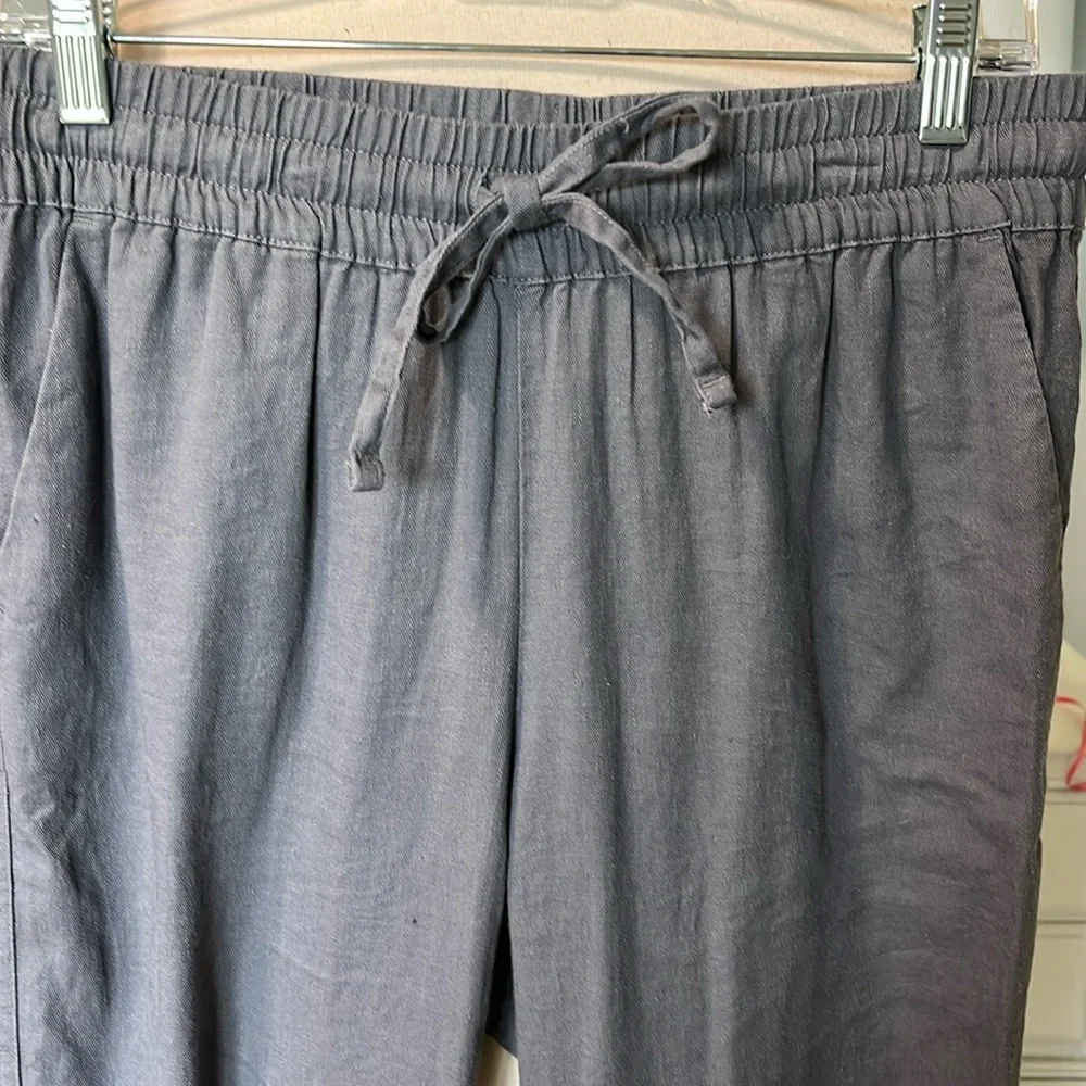 Linen Pants 32 Degrees Cool Elastic Drawstring Lightweight Gray Womens Small